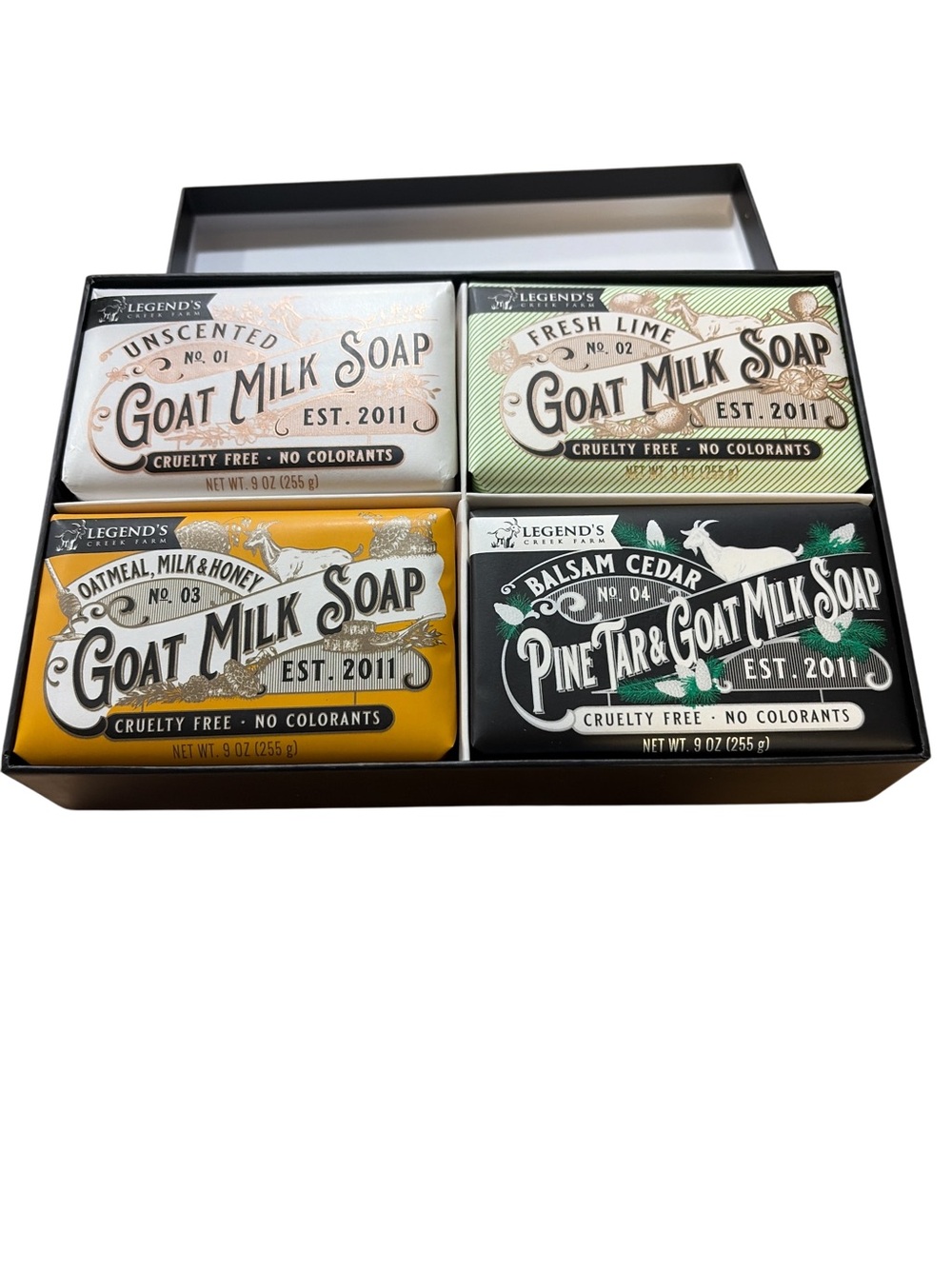 Legend’s Creek Farm Goat Milk Soap Gift Set – 4 Bar Collection (9 oz each)